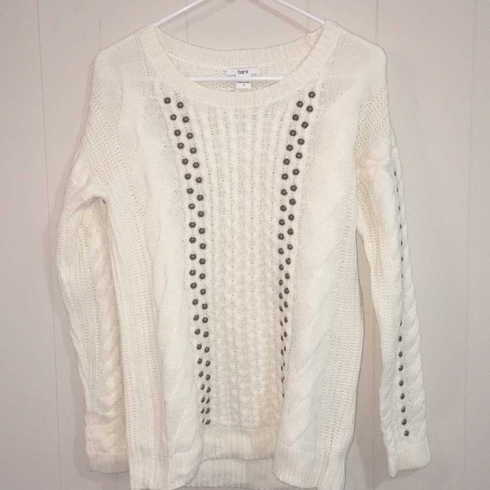 Bar III Studded Long Sleeve Sweater Size S